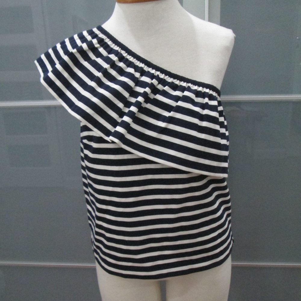 J. Crew Black Label Striped One-Shoulder